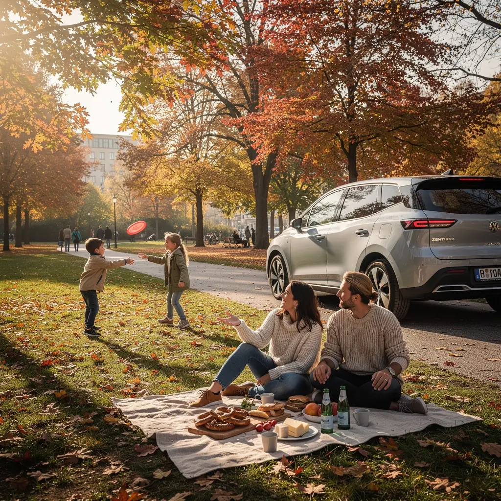 Mietwagen mit integriertem Navigationssystem in einer Großstadt