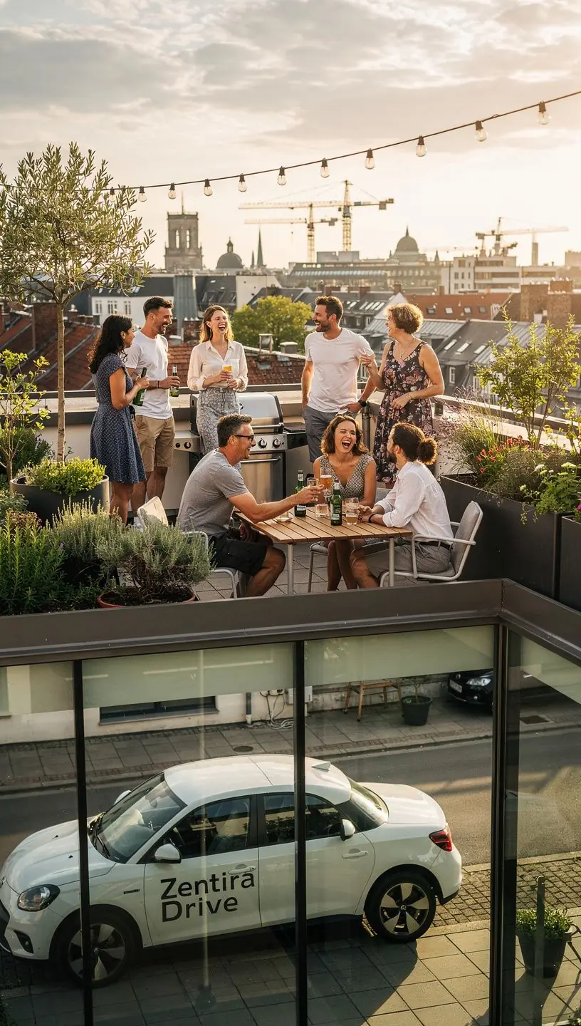 Parkausweis sichtbar auf dem Armaturenbrett eines Mietwagens